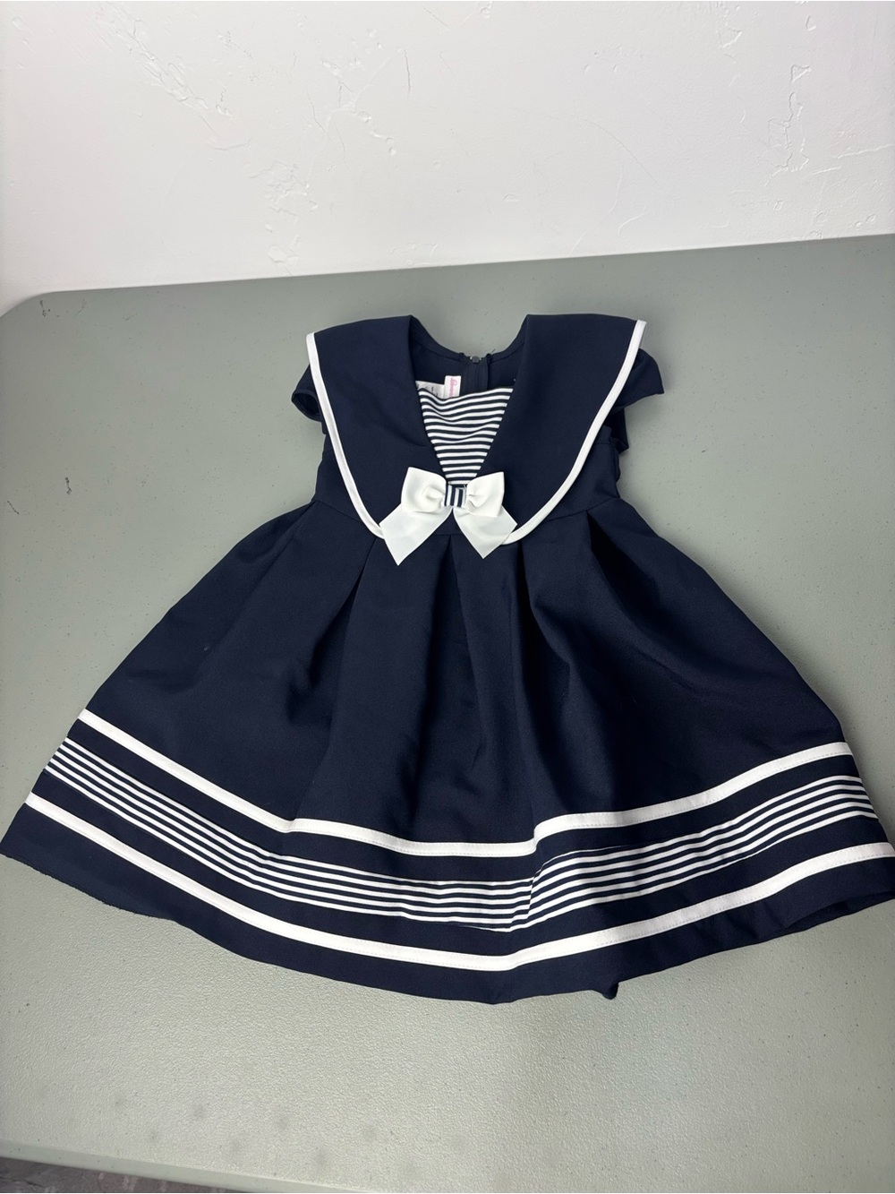 Bonnie Baby Sailor Navy Girls Toddler Dress 24M FLAW Blue Dressy